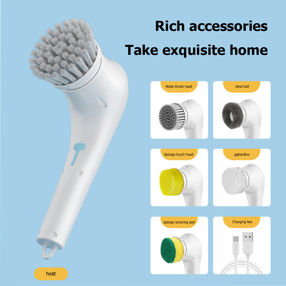 Electric Handheld Scrubber with 5 Brush Heads