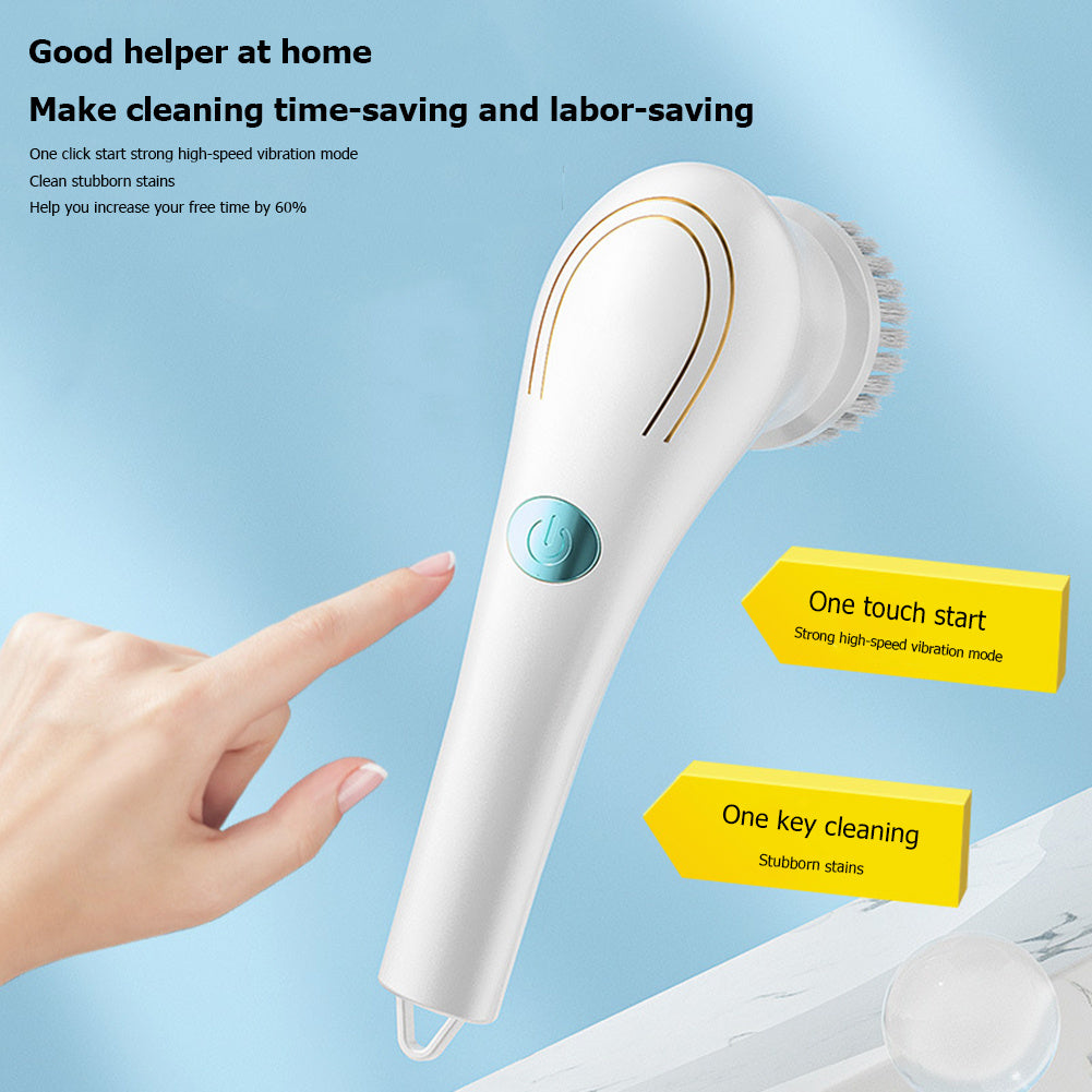 Electric Handheld Scrubber with 5 Brush Heads