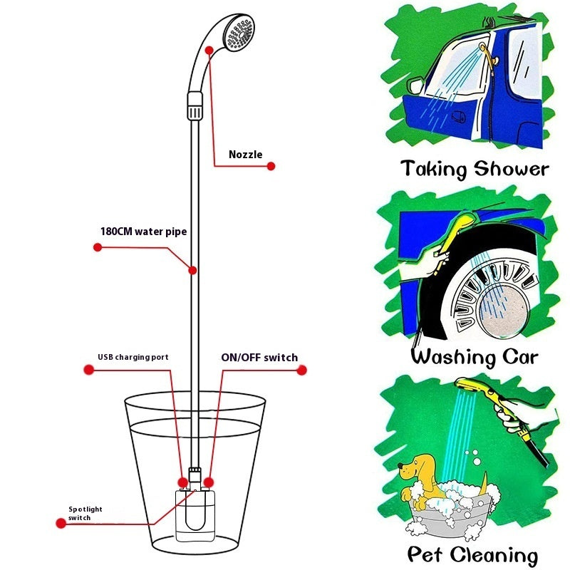 Rechargeable Outdoor Portable Shower