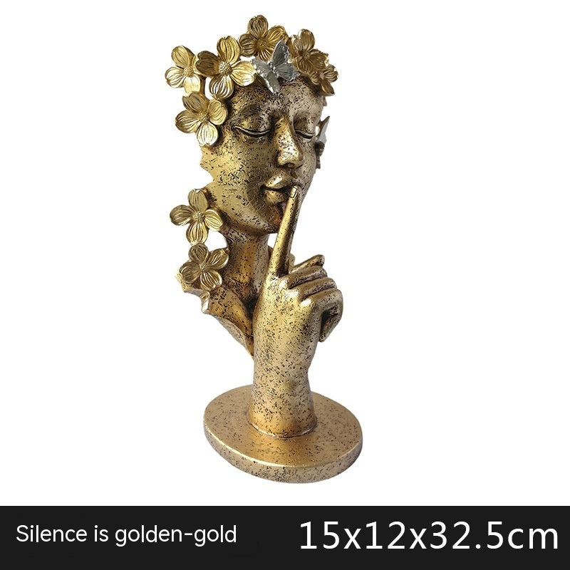 Silence Is Gold Creative Abstract Statue