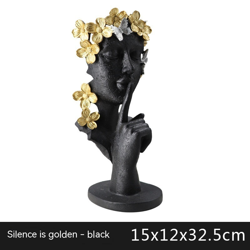 Silence Is Gold Creative Abstract Statue